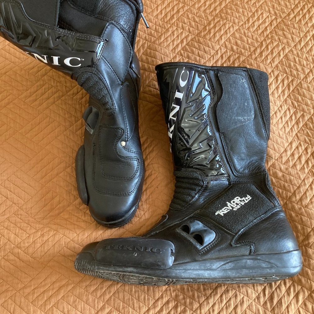 Teknic Kevlar Energized Womens Size 10 Motorcycle Boots Leather Black Power Skin